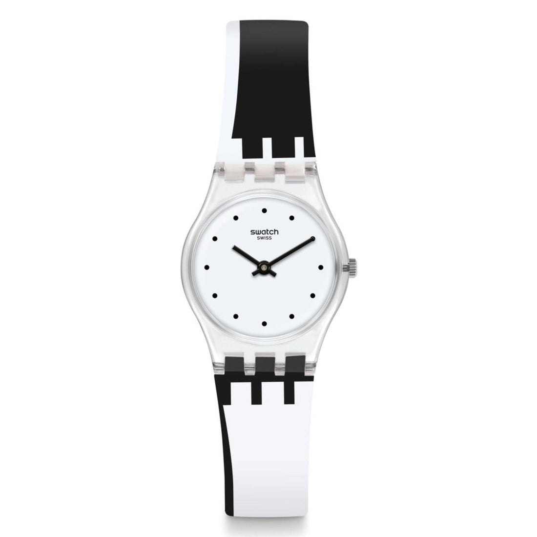 Orologio Donna Bambino Gomma Resina Swatch Quarzo Solo Tempo Bianco Nero LK370