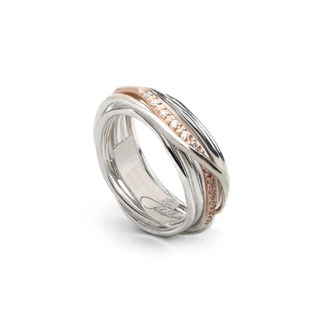 Anello Donna Filodellavita 7 Fili Argento 925 Diamanti 0,21 CT Mis 15 AN327ARBT