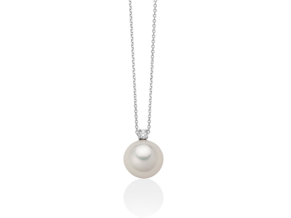 Collana Donna Miluna Girocollo Oro Bianco 18 KT Perla 7,5-8 mm Diamante PCL3933