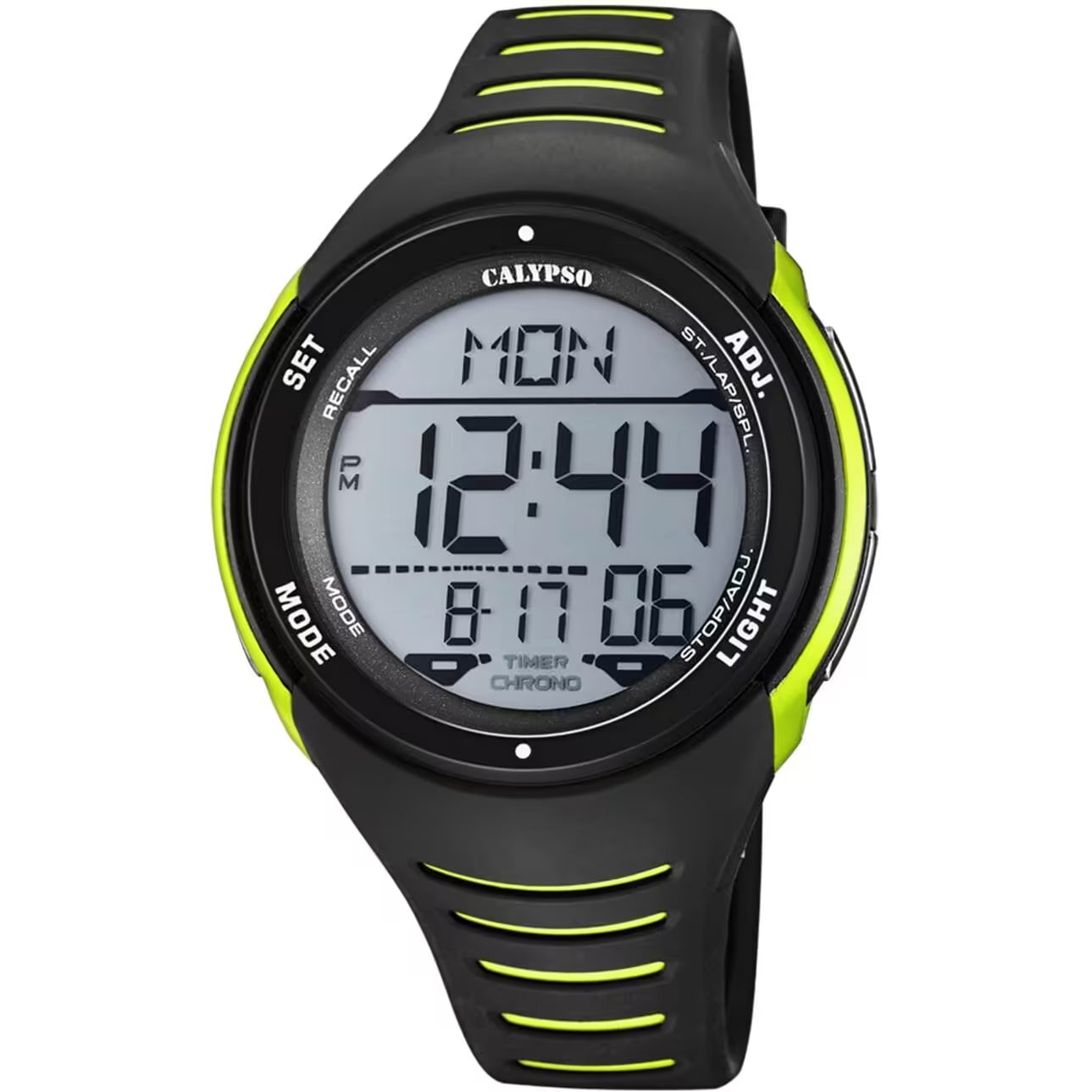 Orologio Uomo Calypso Gomma Quarzo Digitale Cronografo Dorato Verde Nero K5807/5