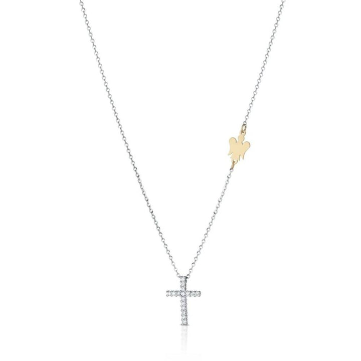 Collana Donna Roberto Giannotti Oro Bianco 9 KT Diamanti Bianchi Croce LUX302