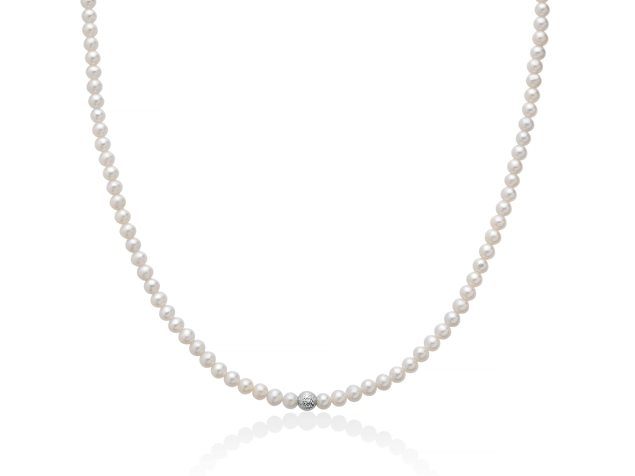 Collana Girocollo Perle Miluna Chiusura In Oro Bianco e sfera  centrale sfaccettata PCL6747