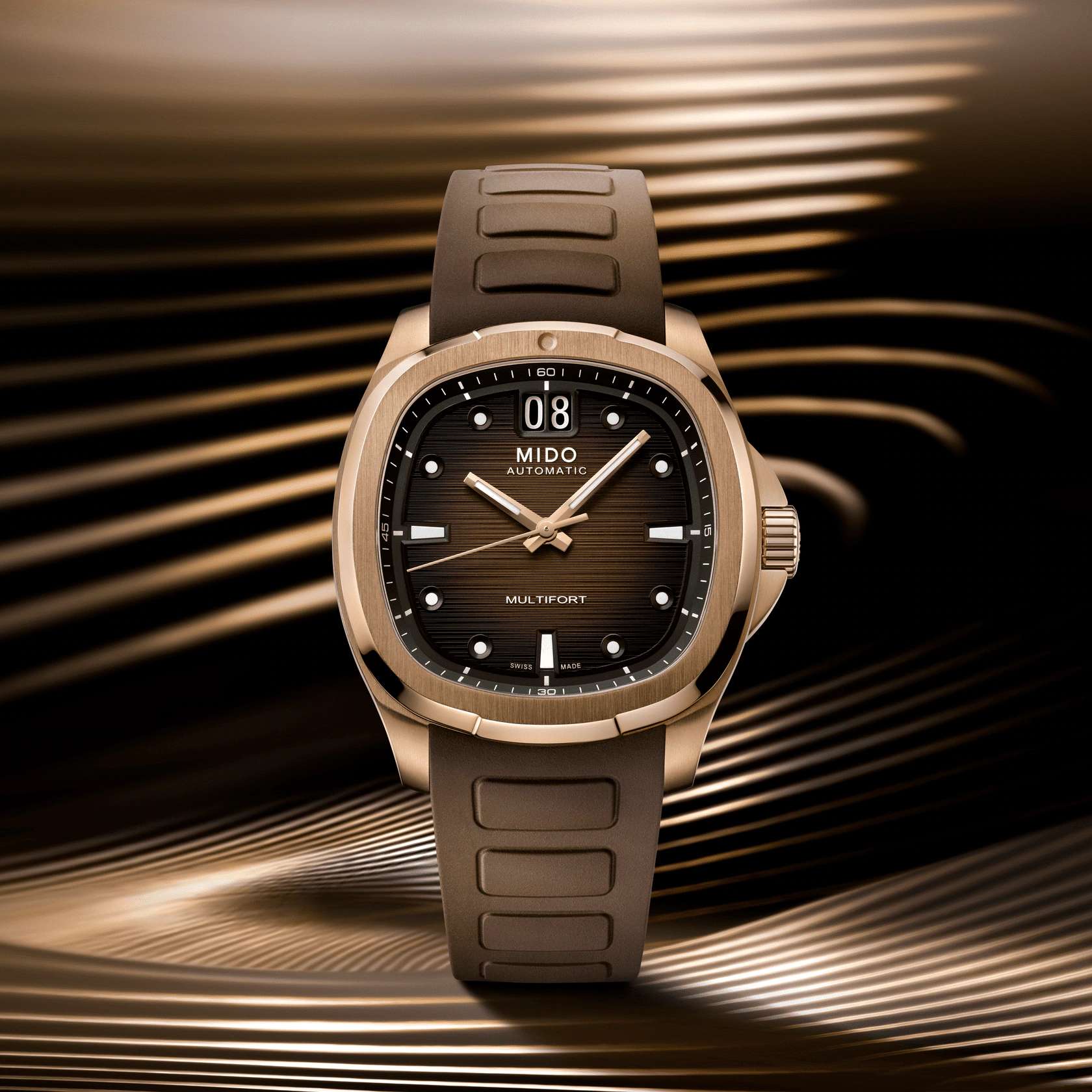 Orologio Uomo Mido Rosè Multifort TV Gran Data Cioccolato M0495263729100