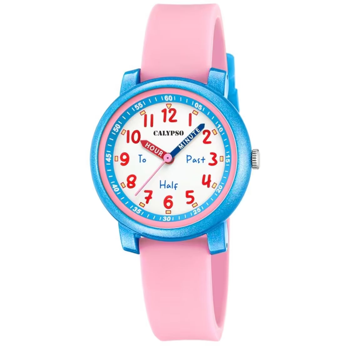 Orologio Bambina Calypso Gomma Quarzo Solo Tempo Numeri Rosa Azzurro K5827/2