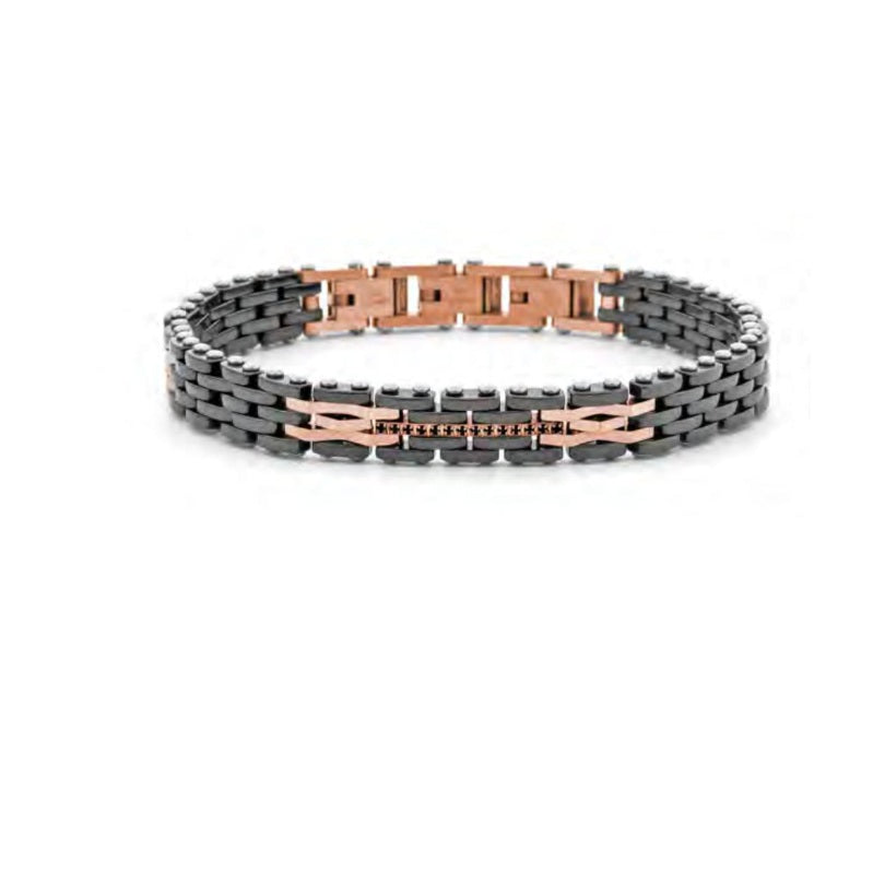 Bracciale Uomo 4US Cesare Paciotti Maglia Acciaio e Ceramica Nera  4UBR7956