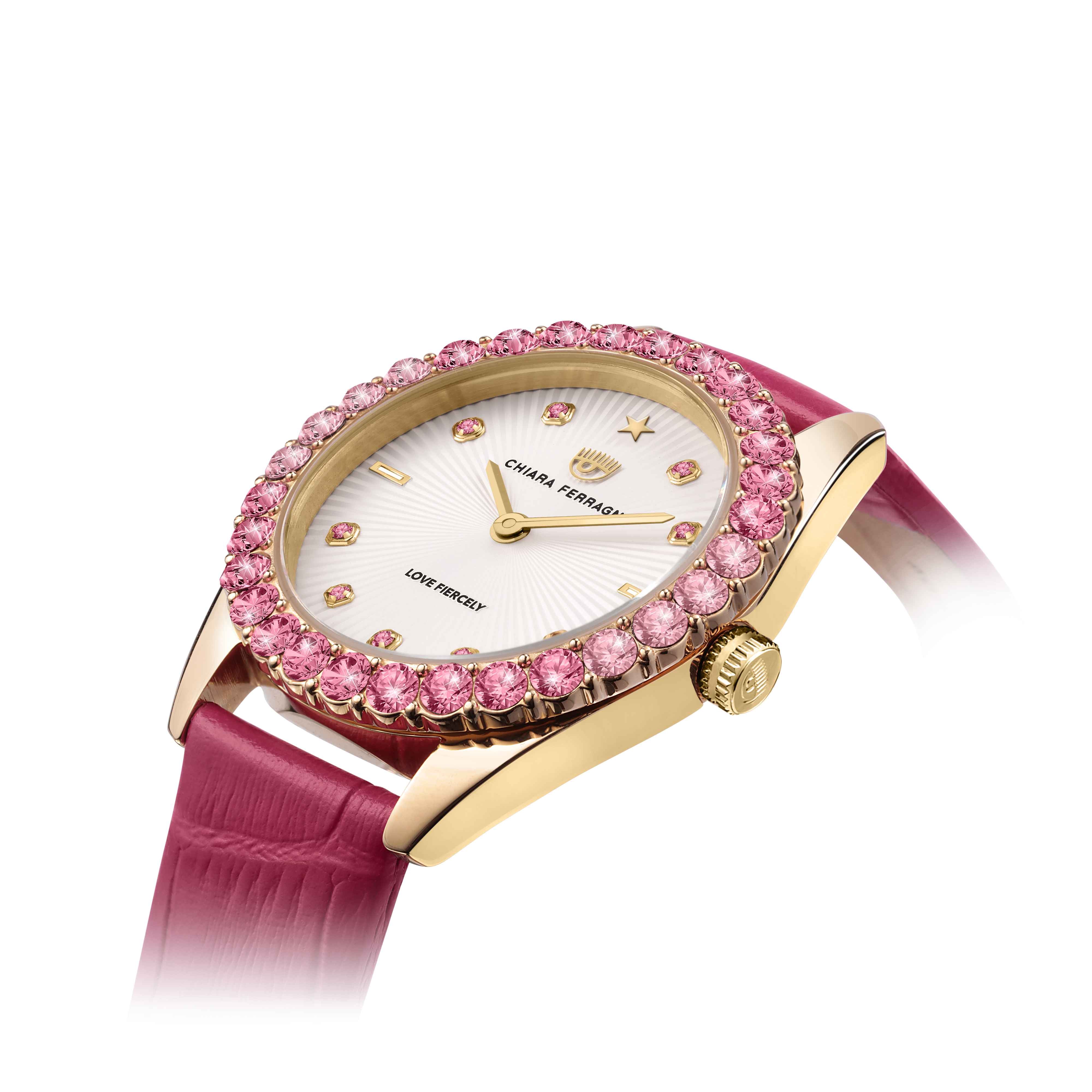 Orologio Donna Chiara Ferragni Quarzo Solo tempo Acciaio Dorato Zirconi Rosa