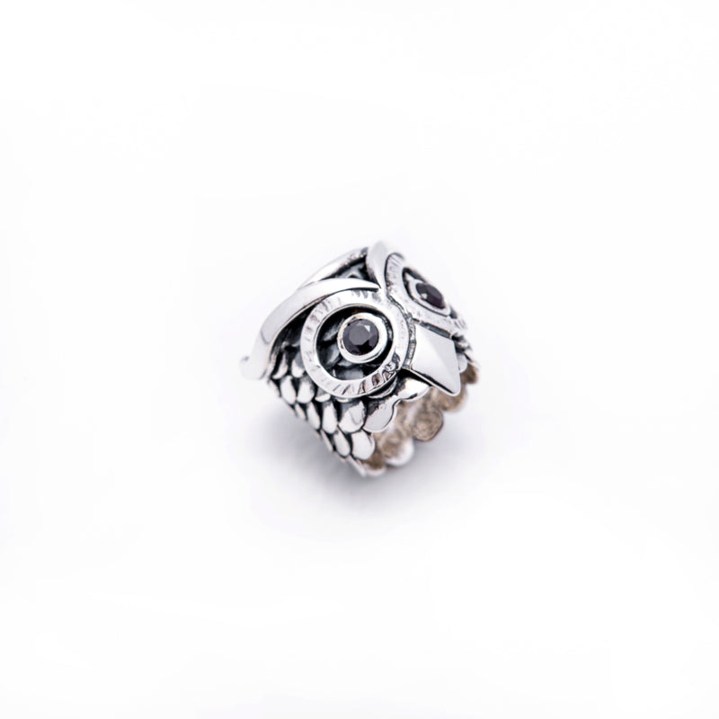 Anello Donna Nemoris Argento 925 Misura 16 Civetta Occhi Pietre Rosse HAS01 Granati