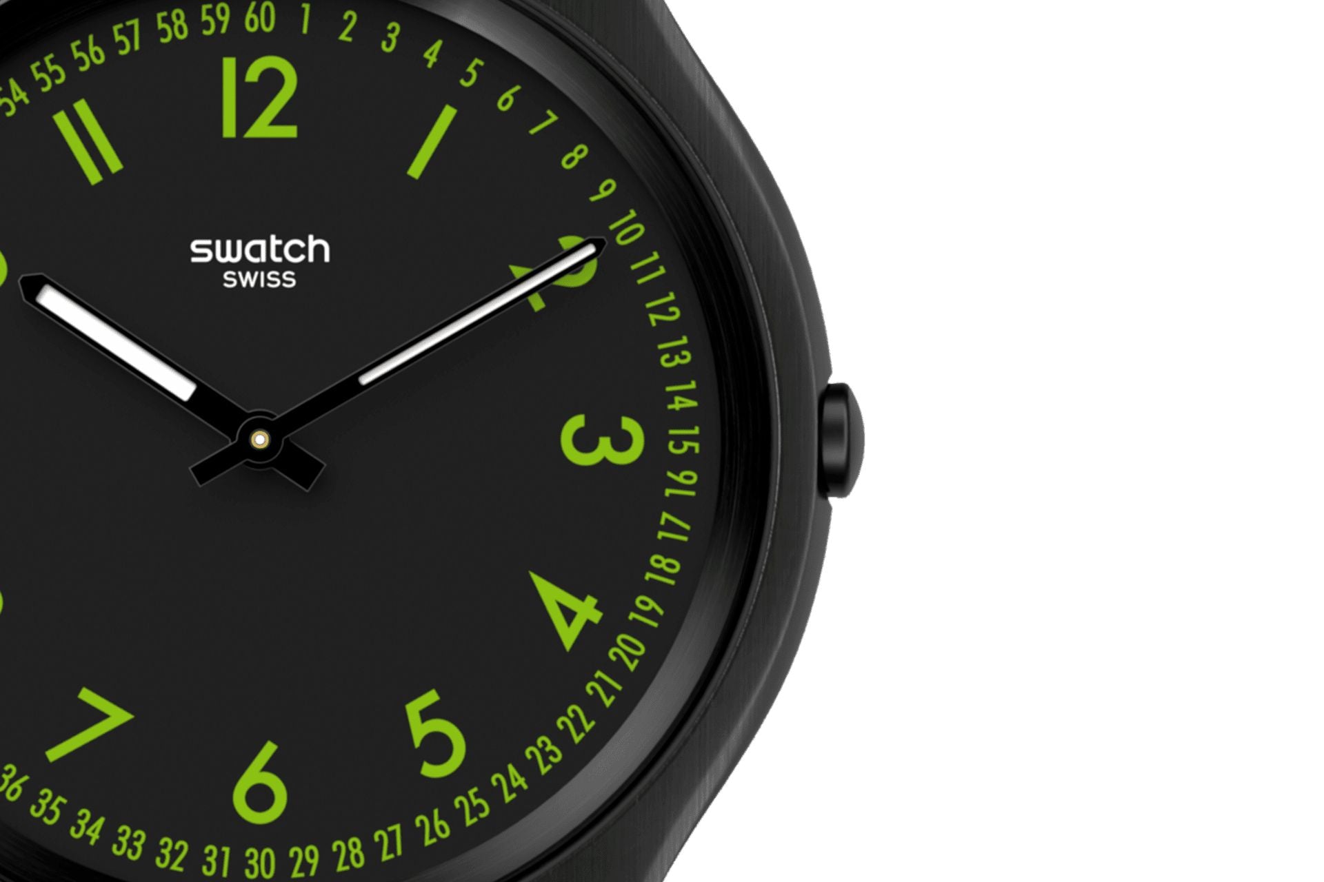 Orologio Uomo Swatch Quarzo Skin Nero Solo Tempo Numeri Verde Brushed Green SS07B108