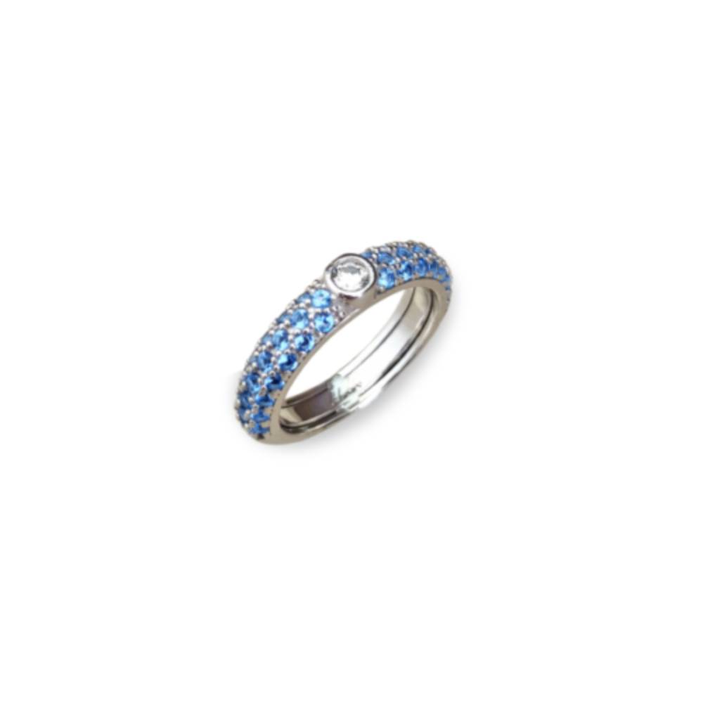 Anello Donna Labrioro Argento 925 Zirconi Blu Easy Chic Misura M 1031/B