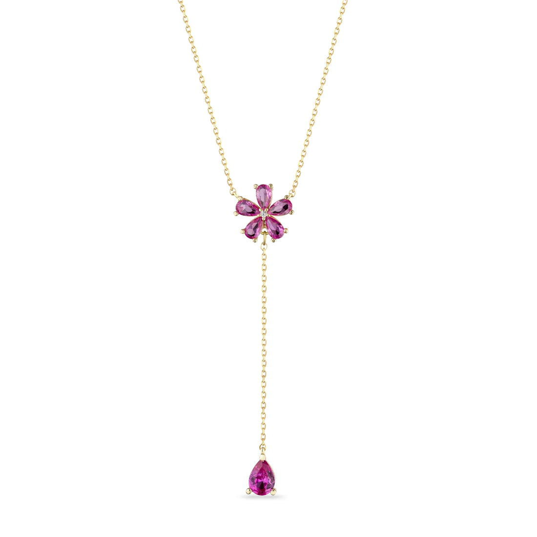 Collana Donna Laura P. Argento Dorato 925 Fiore Zirconi Fucsia Bianchi CL0110GF