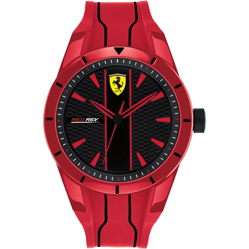 Orologio Uomo Ferrari Quarzo Solo Tempo Gomma Rosso Nero RED REV FER0830494