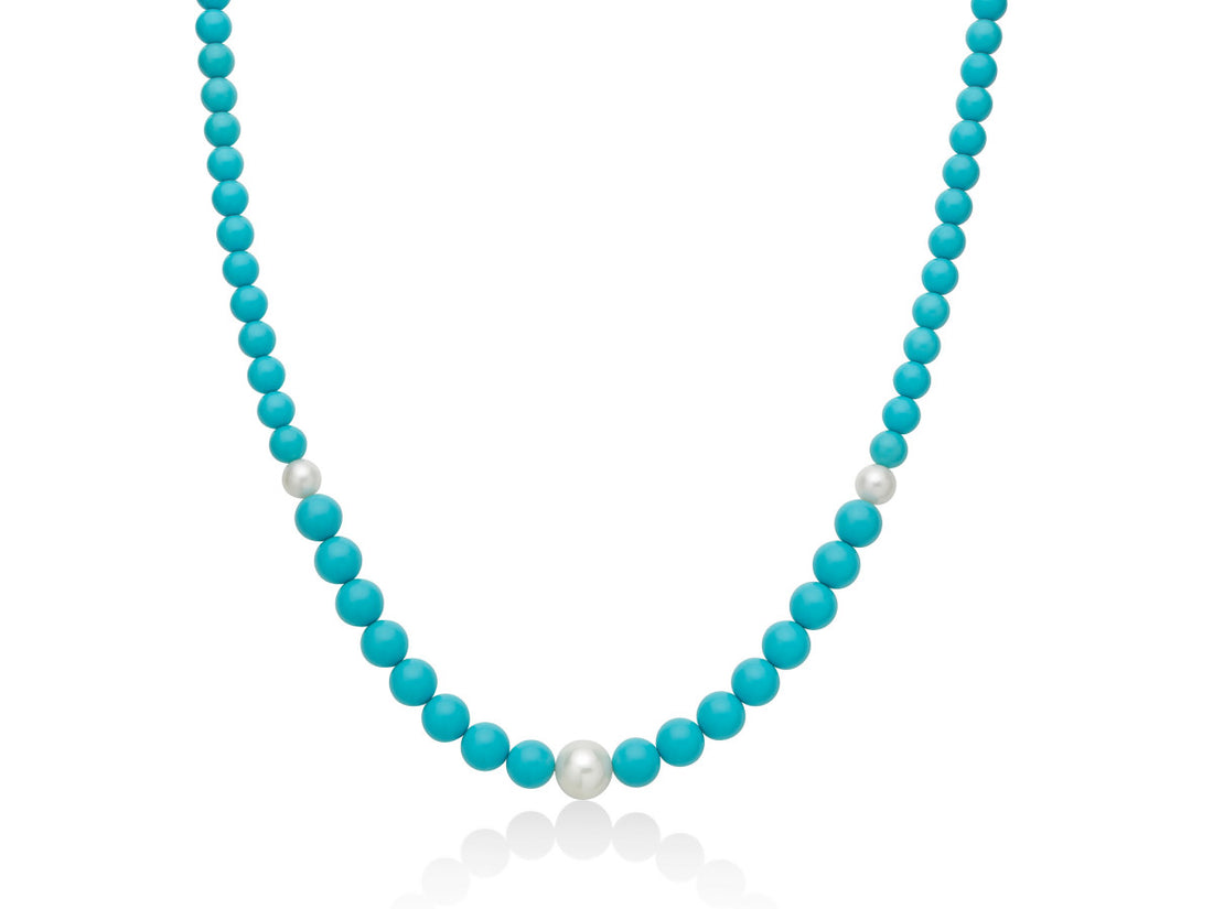 Collana Donna Miluna Girocollo In Pasta Di Turchese A Scalare E Perle PCL6704