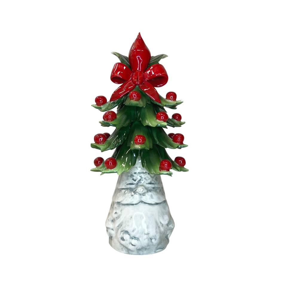 Gnomo Albero di Natale Capodimonte Grigio Fiocco 22 cm CAP3