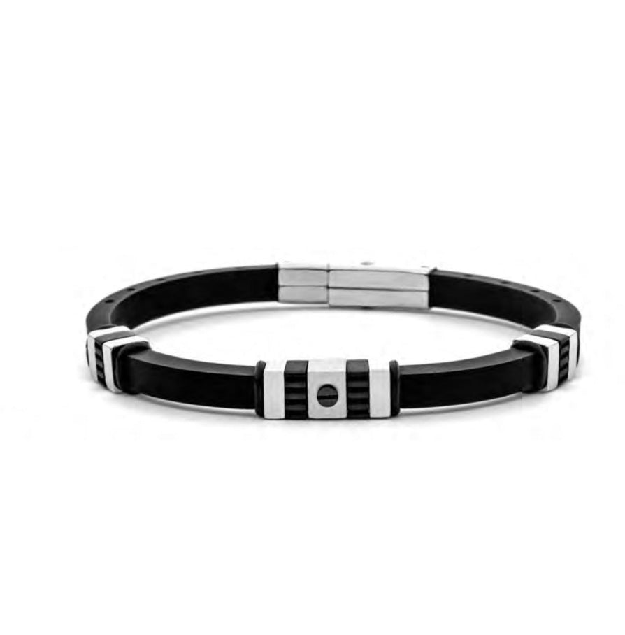 Bracciale Uomo acciaio 4US Cesare Paciotti con Caucciu nero acciaio 4UBR7972
