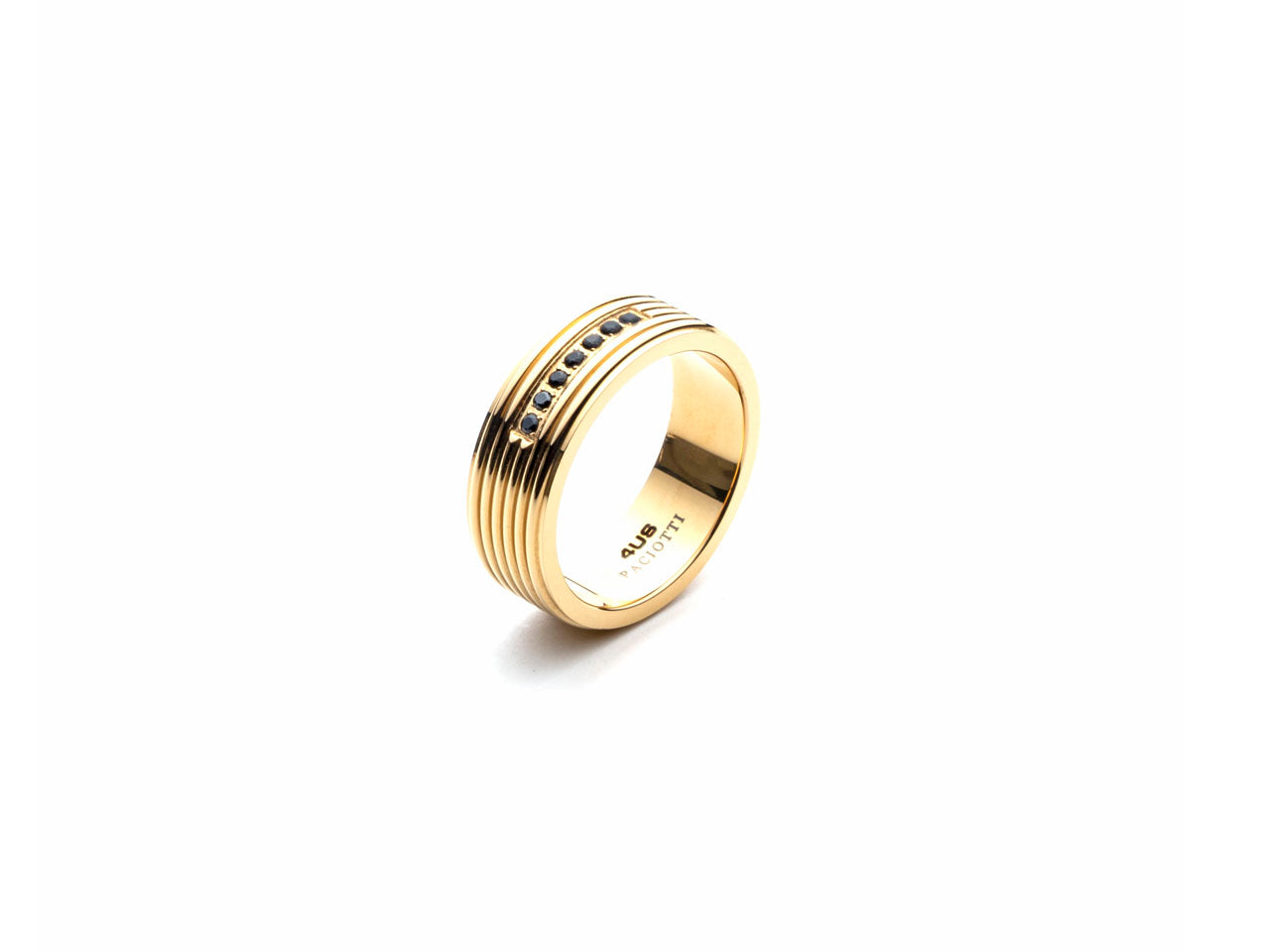 Anello Uomo 4US Cesare Paciotti Acciaio Dorato Zirconi Neri Misura 20 4UAN5670-20