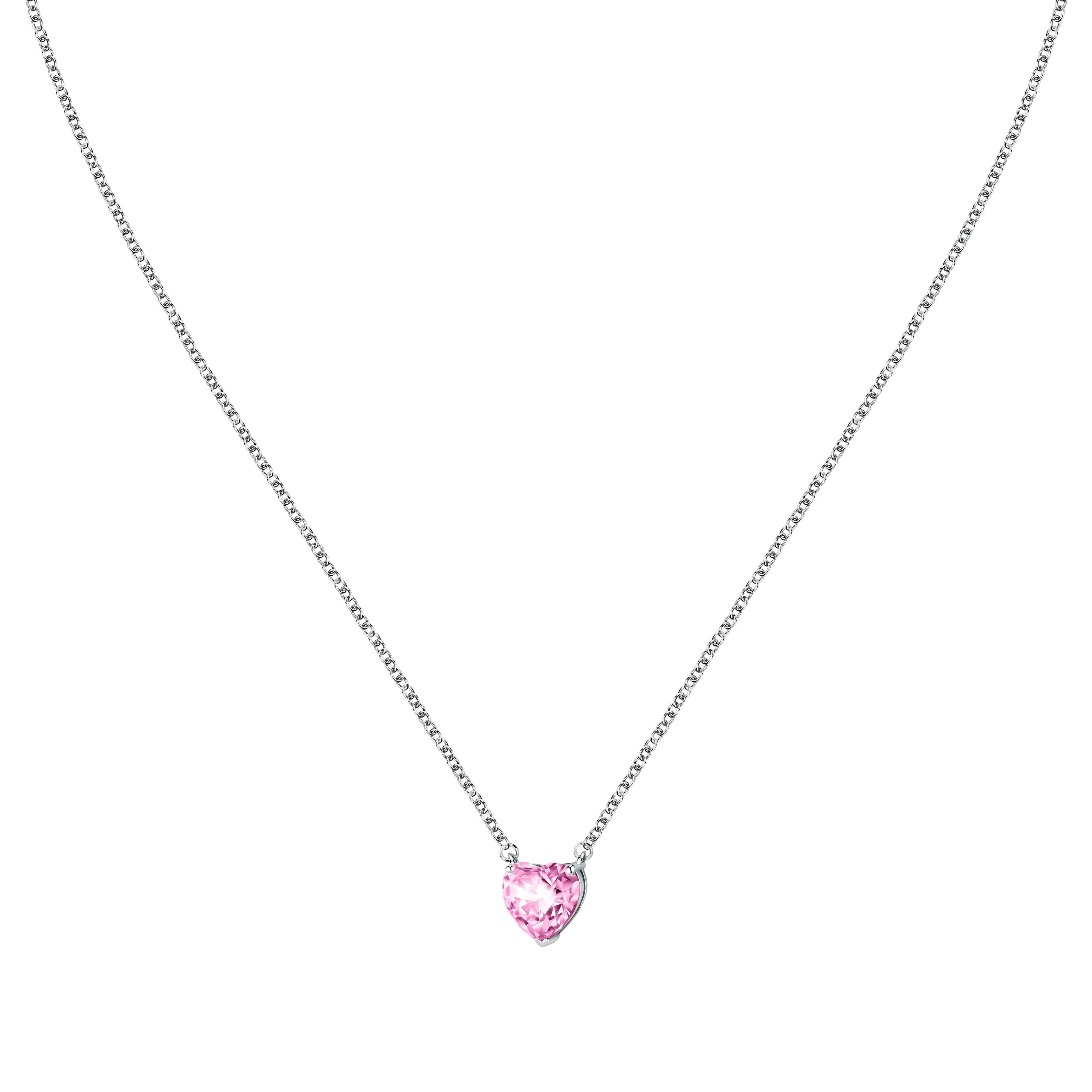 Collana Donna Chiara Ferragni Catenina Acciaio Cuore Rosa Zircone