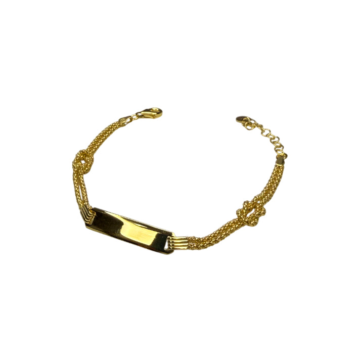 Bracciale Unisex Nodo Incisione Personalizzabile Argento Piastra Grande