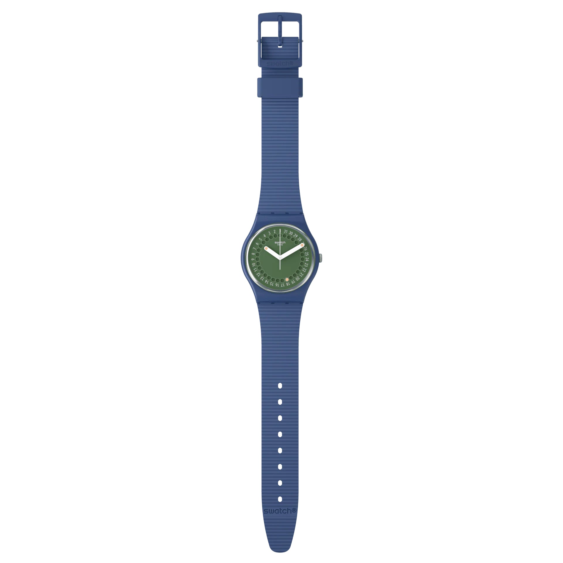 Orologio Uomo Swatch Quarzo Solo Tempo Data Numeri Blu Verde SO28N403