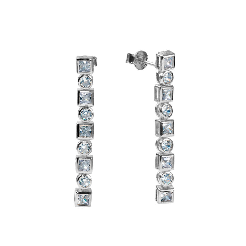 Orecchini Donna Maria Cristina Sterling Argento 925 Cubik Zirconi Bianchi G4969