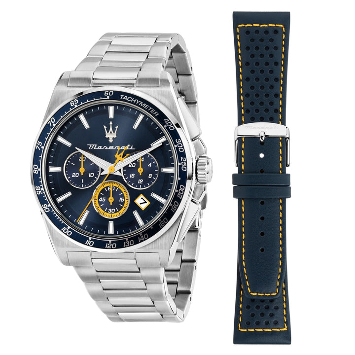 Orologio Uomo Maserati velocità Set Box con cinturino Quarzo Cronografo Blu R8873652001