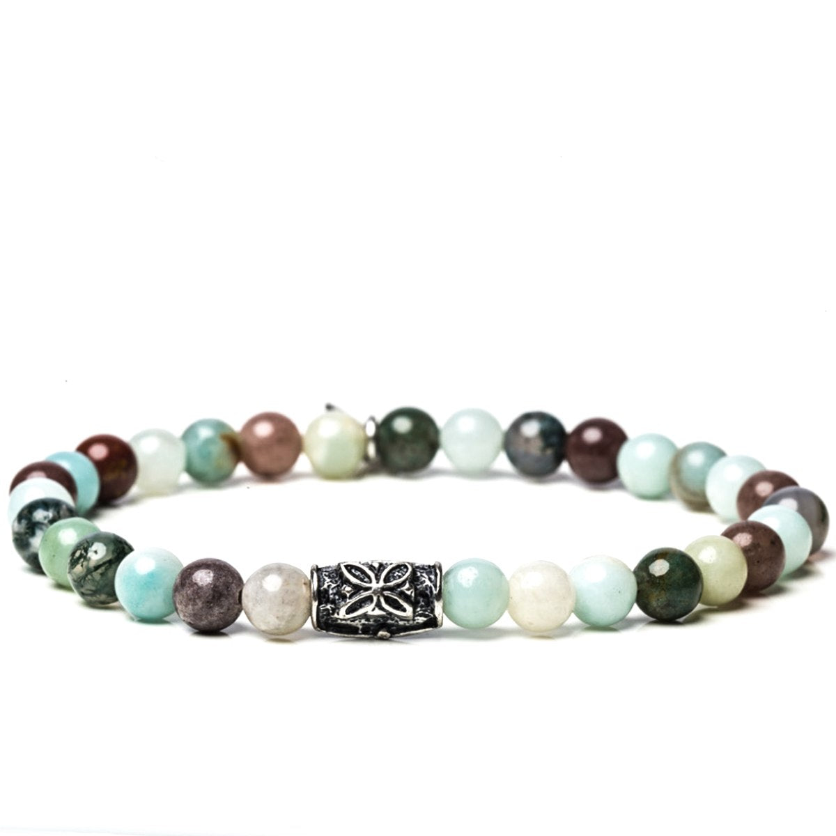 Bracciale Uomo Gerba Argento 925 Pietre Amazonite Multicolore COD.240