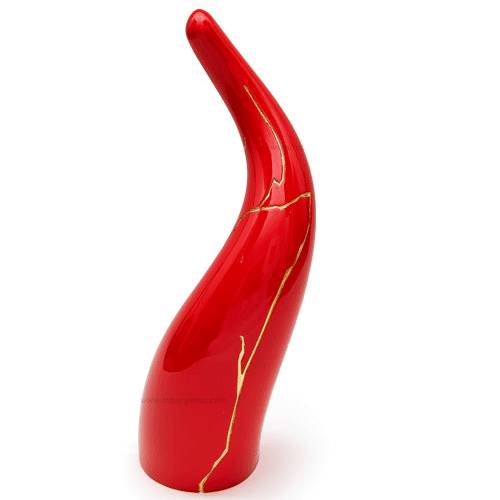 Corno Sequenze Kintsugi Rosso Argento 44cm KN0192/3