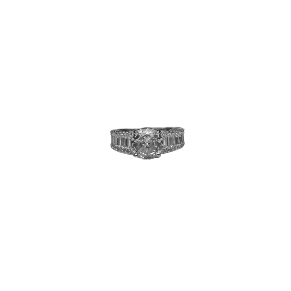 Anello Donna Solitario Baguette Zirconi Argento 925 Misura 14 AN-DJV-7