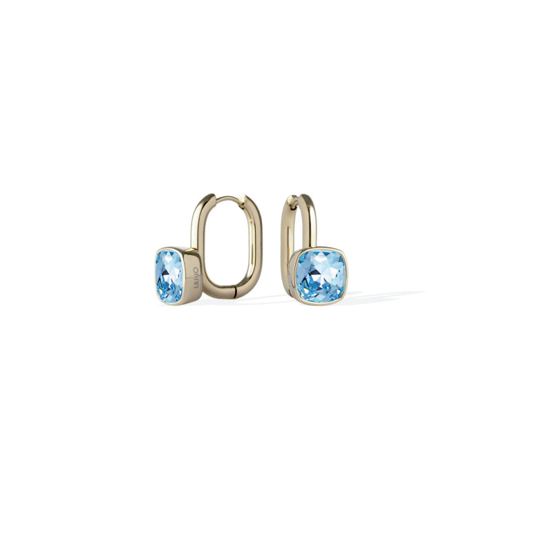 Orecchini  Liu Jo Acciaio Dorato  Pendente Con Zircone Turchese LJ2890