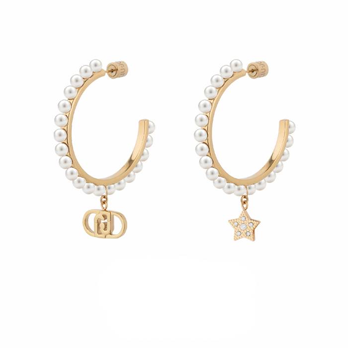 Orecchini Donna Liu Jo Acciaio Dorato Cerchio Perle LJ3168