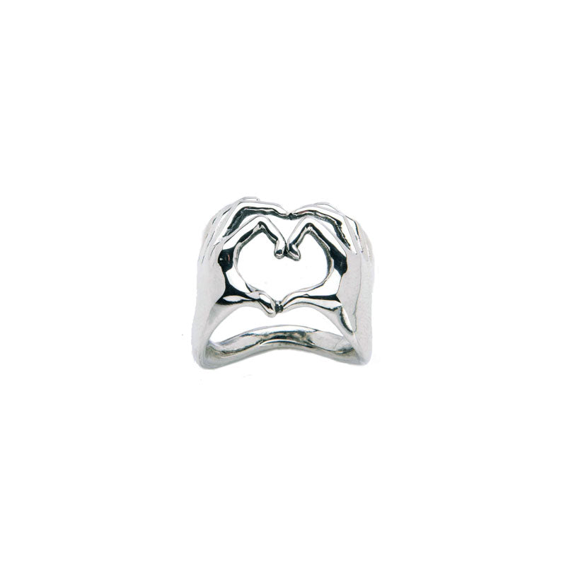 Anello Donna Nemoris Argento 925 Misura 18 Mani Intrecciate Emojy Cuore EAM01