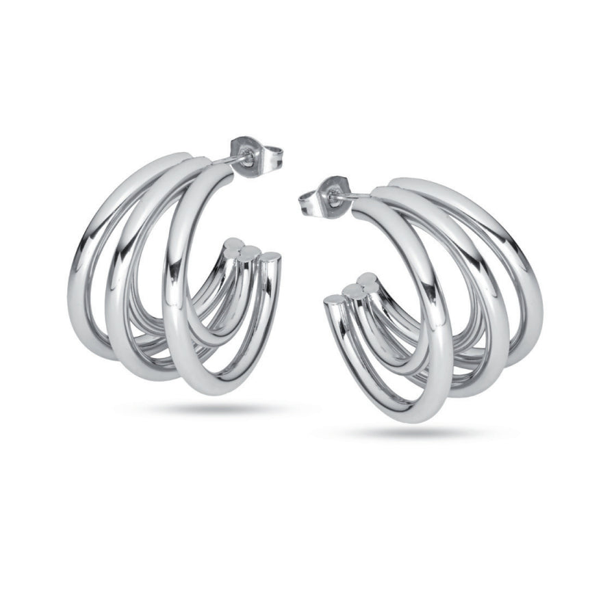 Orecchini Donna Liu Jo Acciaio Lucido Cerchi Cinque Anelli LJ2724