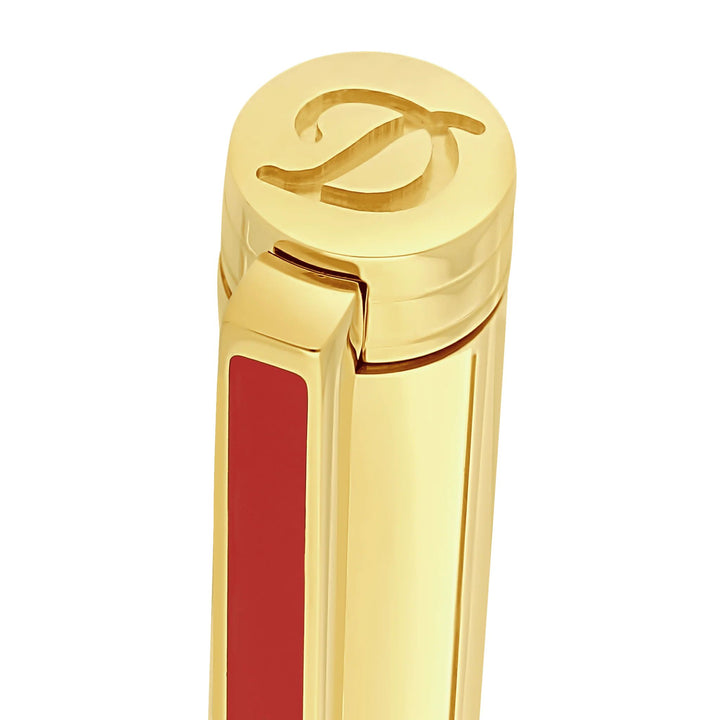 Penna Unisex Dupont Classique Sfera Acciaio Dorato Rosso 045078N