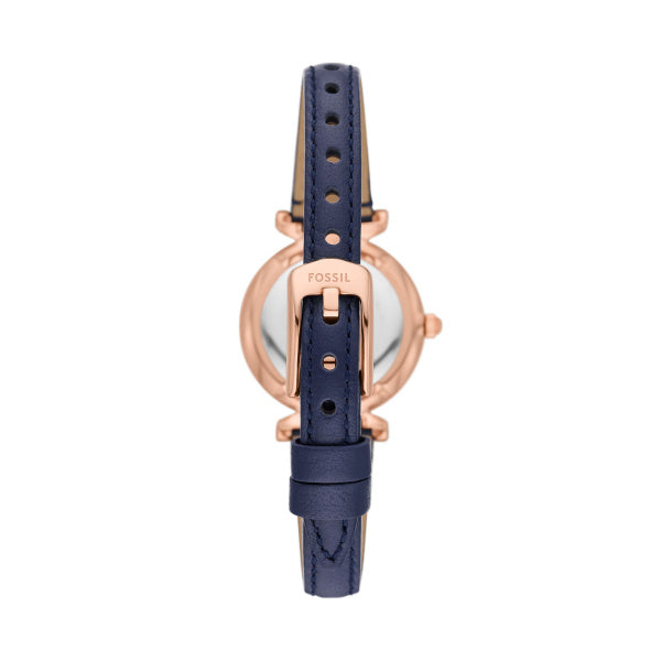 Orologio Donna Fossil Acciaio Rosè Zirconi Pelle Blu ES5295