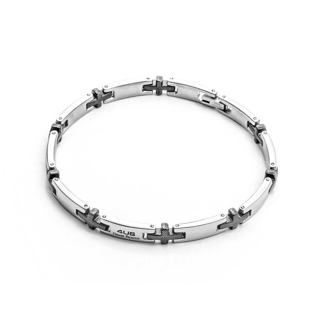 Bracciale Uomo 4US Cesare Paciotti acciaio Bianco e pvd nero 4UBR2079