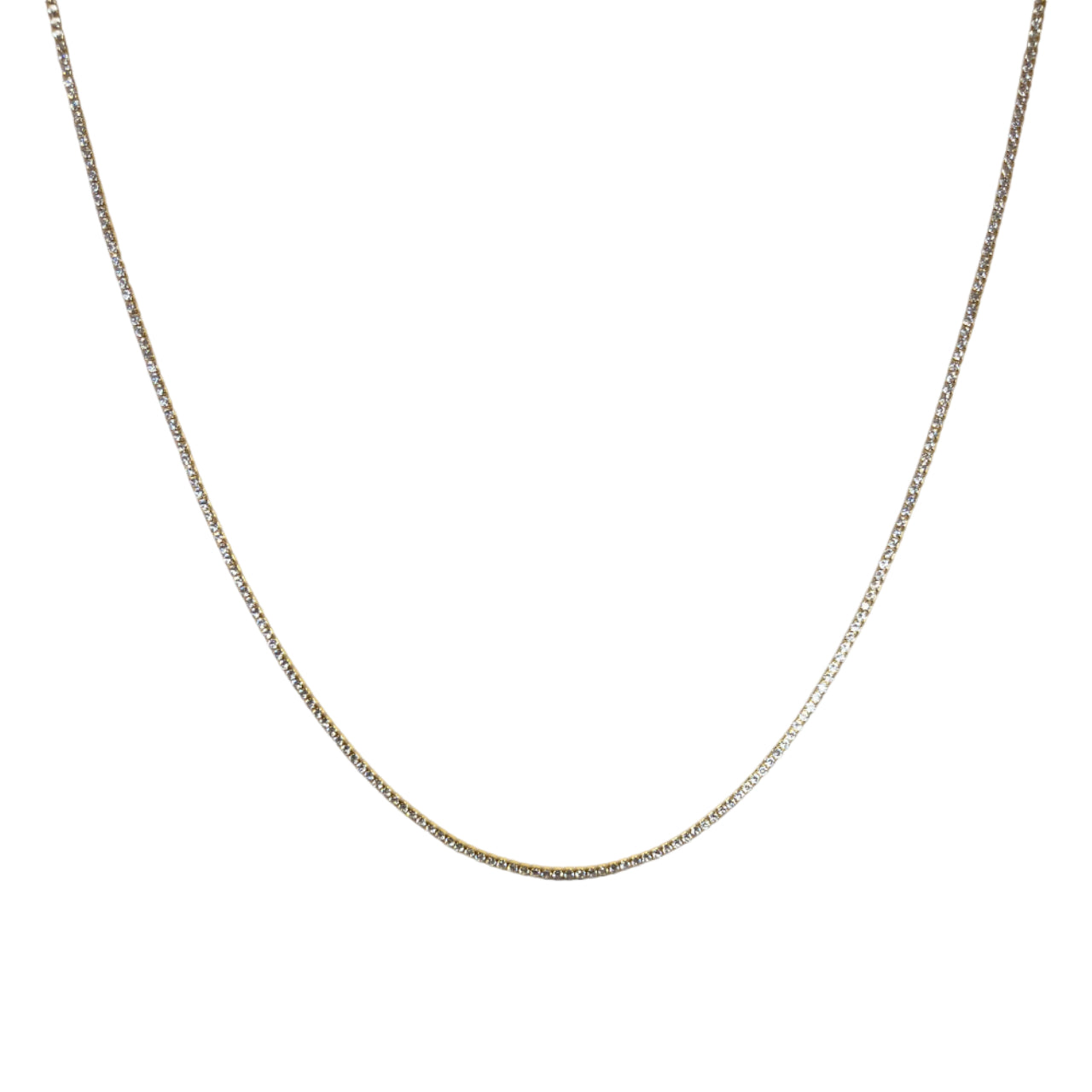 Collana Donna Re Mida Tennis Argento Dorato Lucido Zirconi Bianchi Tennis-6