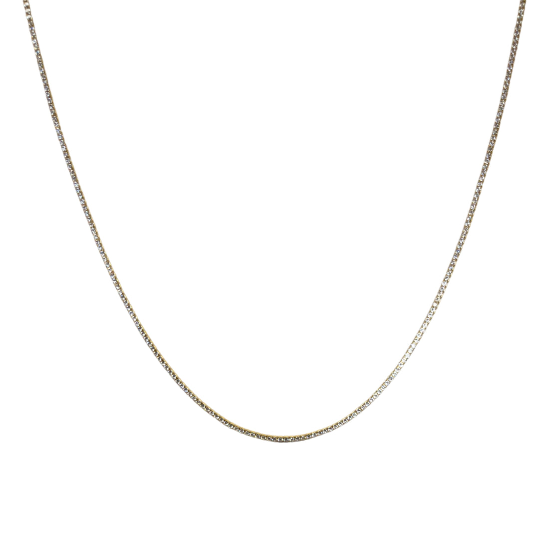 Collana Donna Re Mida Tennis Argento Dorato Lucido Zirconi Bianchi Tennis-6