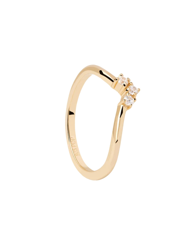 Anello Donna PDPaola Argento 925 Dorato Tiara Zirconi Bianchi AN01-826-14
