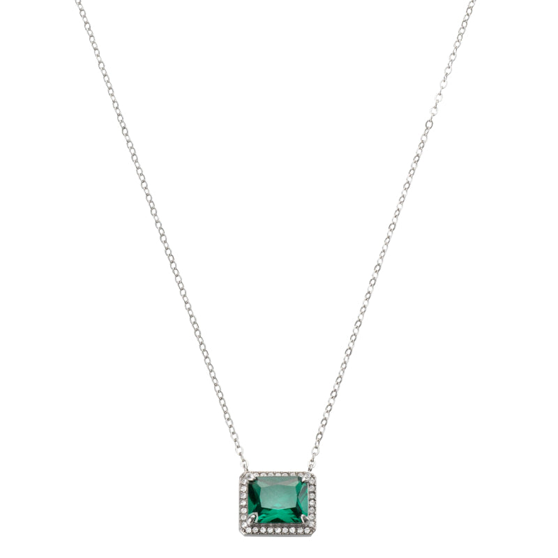 Collana Donna Liu Jo Acciaio Catena Rollò Zirconi Bianchi Verde Smeraldo LJ2118