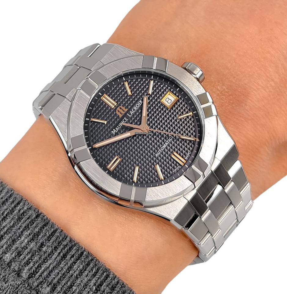 Orologio Uomo Maurice Lacroix Aikon Data Automatico Nero AI6007-SS002-331-1