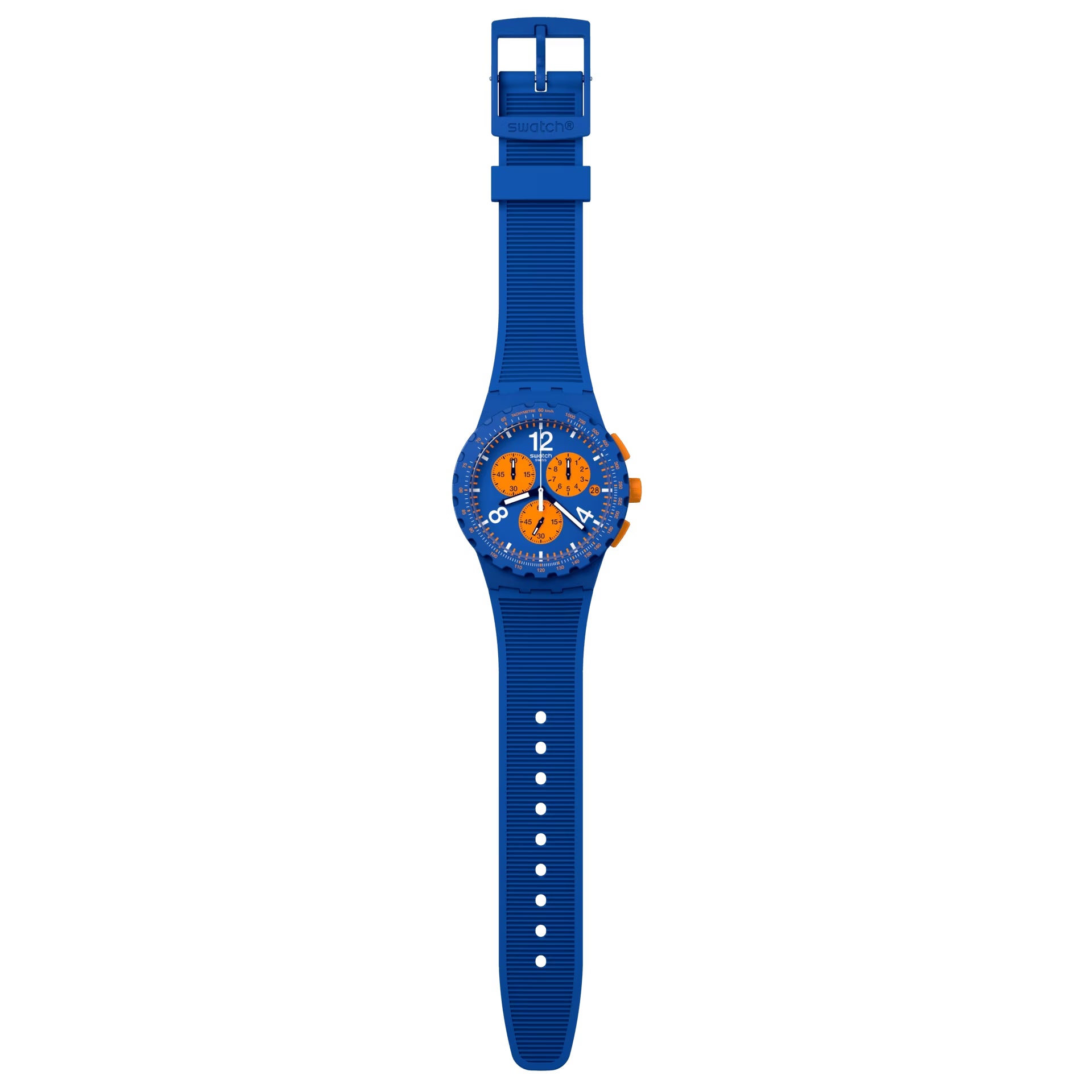 Orologio Unisex Swatch Primarly Blue Arancione Quarzo Cronografo Data SUSN419
