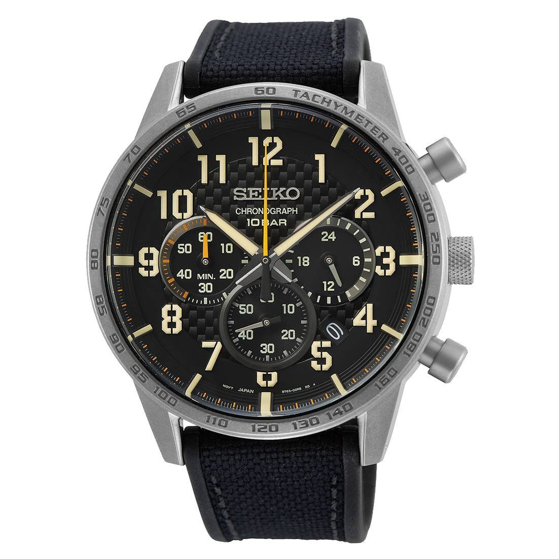 Orologio Seiko Quarzo Cronografo Nero Acciaio Pelle Gommata
