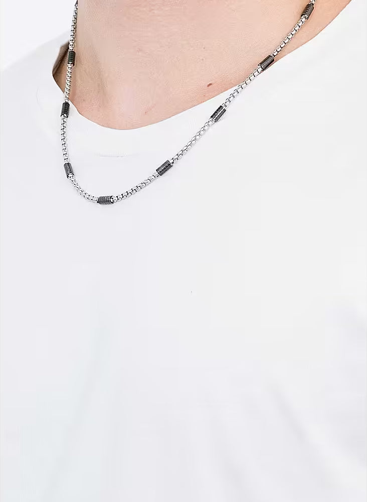 Collana Uomo 4US Cesare Paciotti Acciaio Lucido Catena Barilotti Neri 4UCL3491