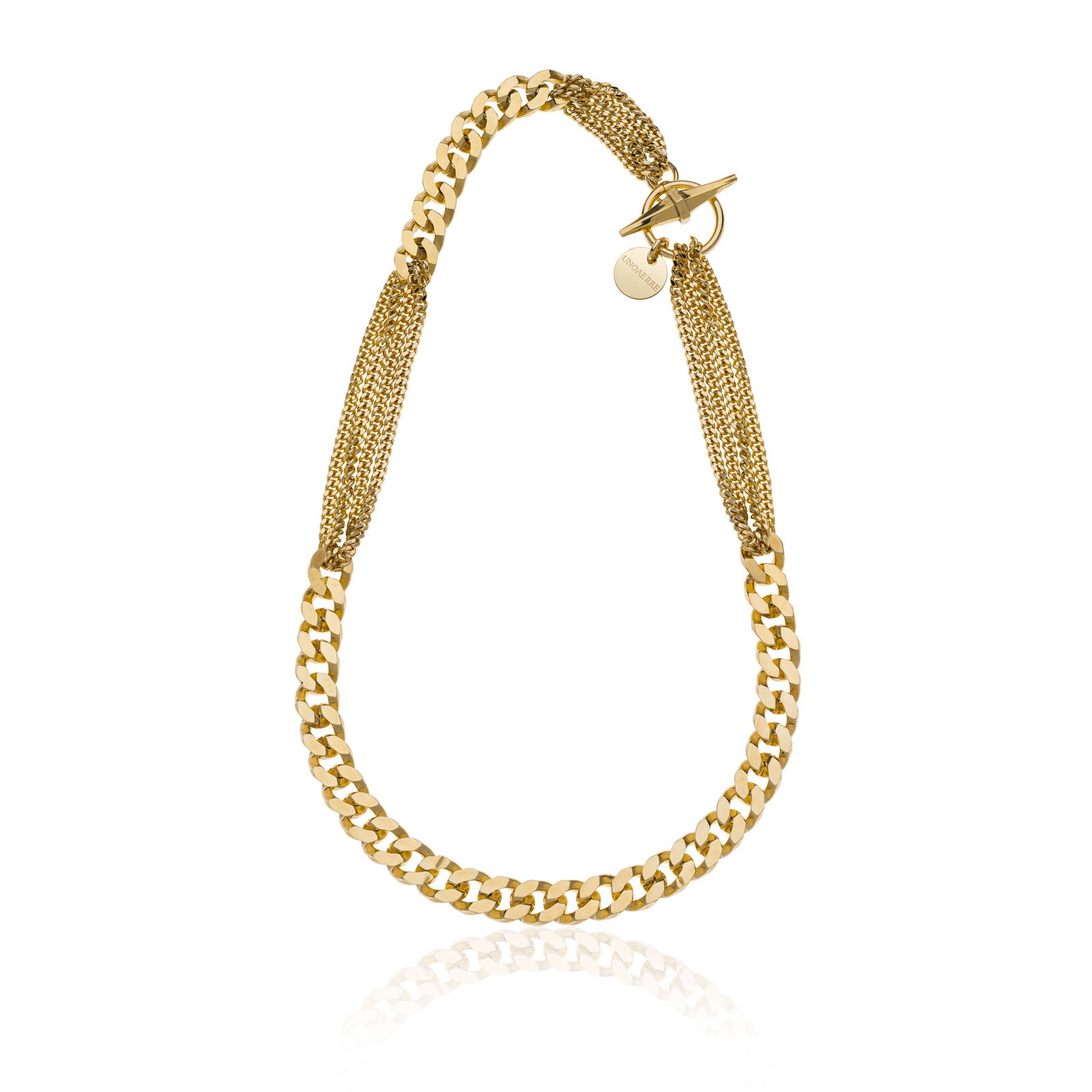 Collana Donna Unoaerre Bronzo Dorato Catena Grumetta Anellini Effetto Seta 540214