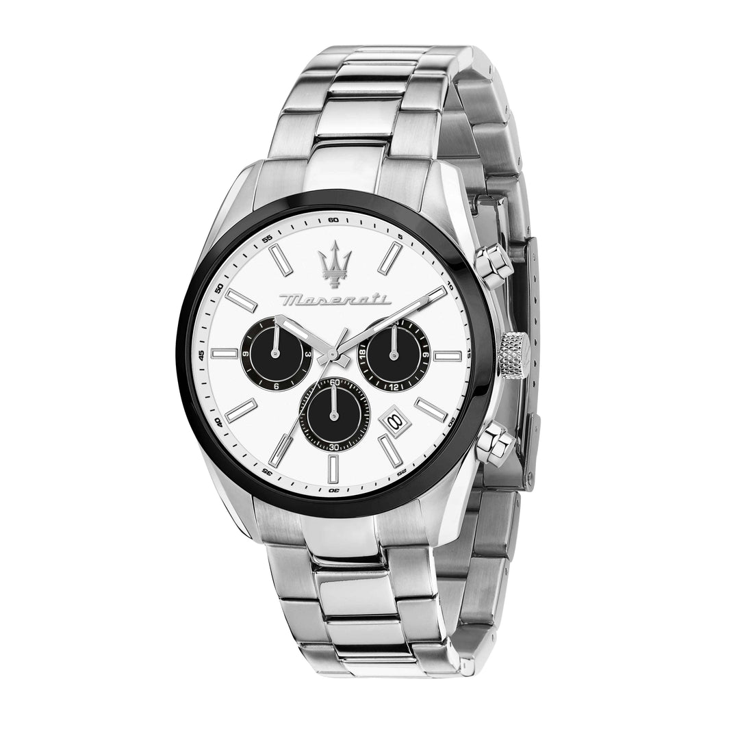 Orologio Uomo Maserati Acciaio Lucido Quarzo Cronografo Bianco Data R8853151004