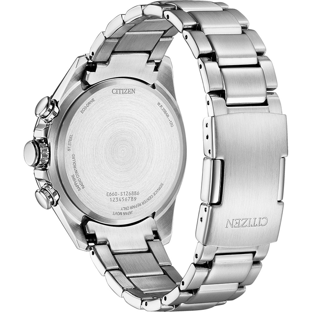 Orologio Uomo Acciaio Citizen Radio Controllato Eco Drive Data Blu CB5914-89L
