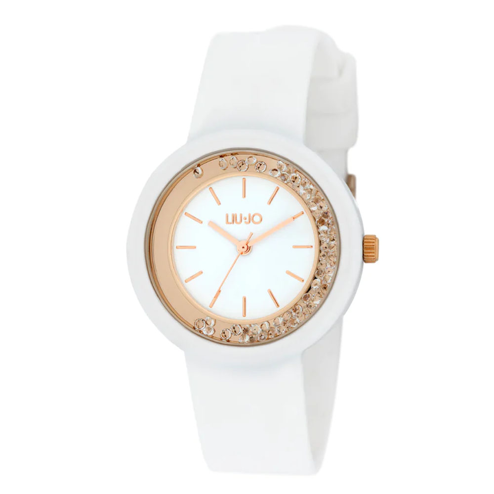Orologio Donna Bambina Liu Jo Quarzo Solo Tempo Dorato Dancing Gomma Bianco TLJ2200