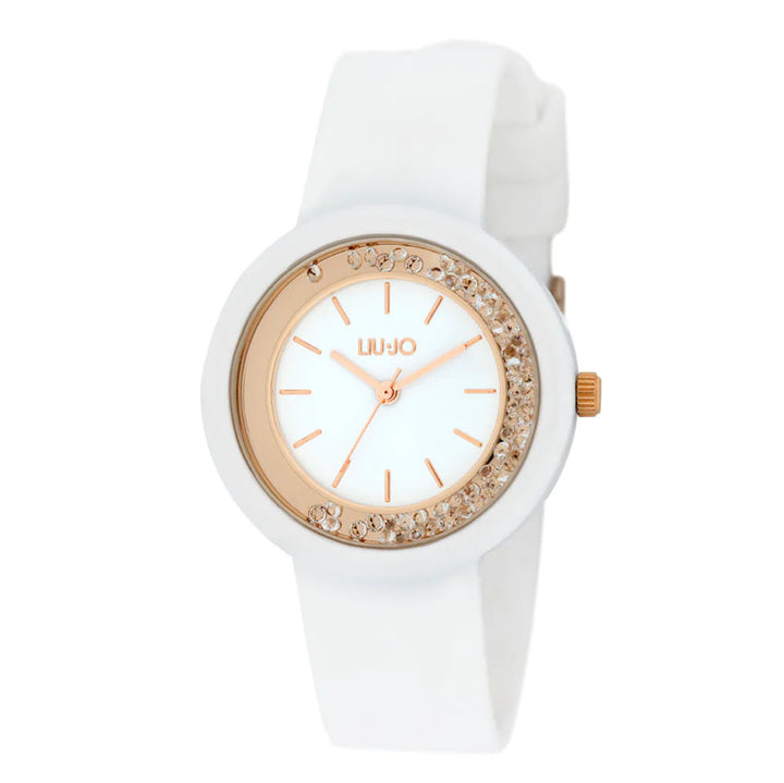 Orologio Donna Bambina Liu Jo Quarzo Solo Tempo Dorato Dancing Gomma Bianco TLJ2200