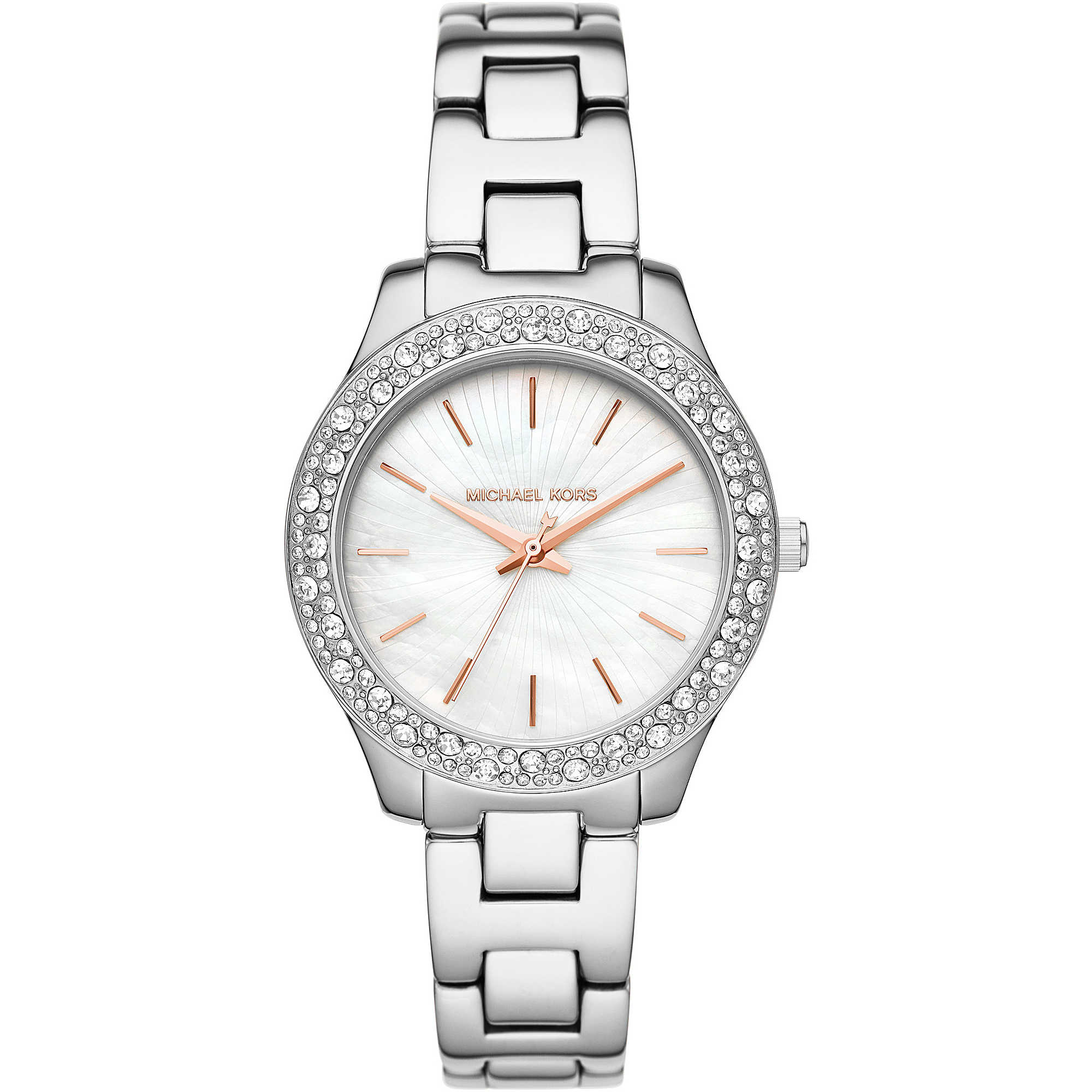 Orologio Donna Michael Kors Solo Tempo Liliane Collection Cristalli Bianchi MK4556