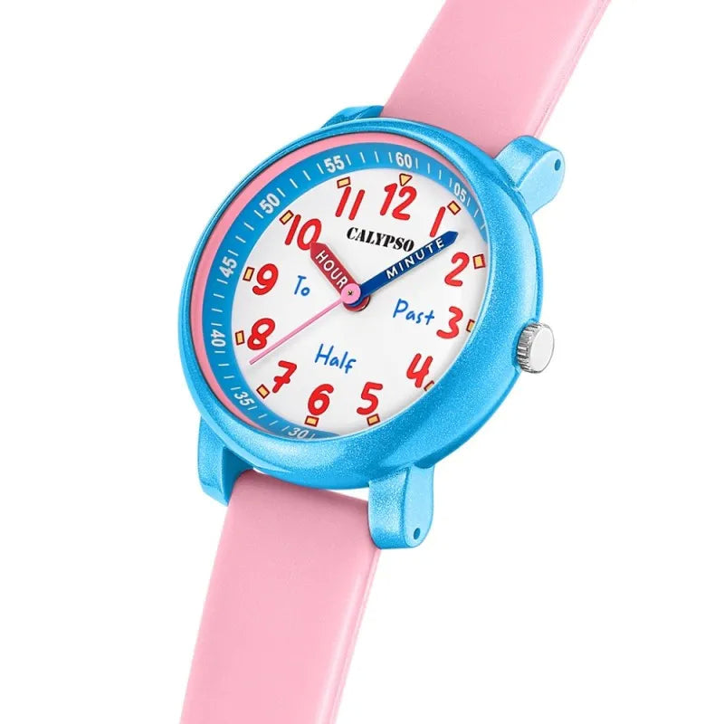 Orologio Bambina Calypso Gomma Quarzo Solo Tempo Numeri Rosa Azzurro K5827/2