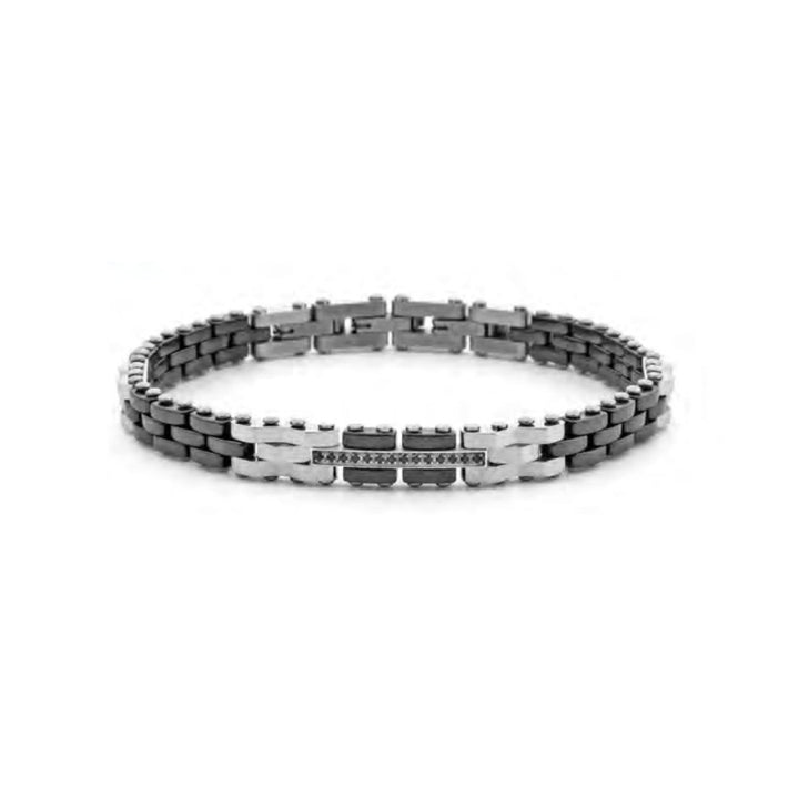 Bracciale Uomo 4US Cesare Paciotti Maglia Acciaio e Ceramica Nera  4UBR7957